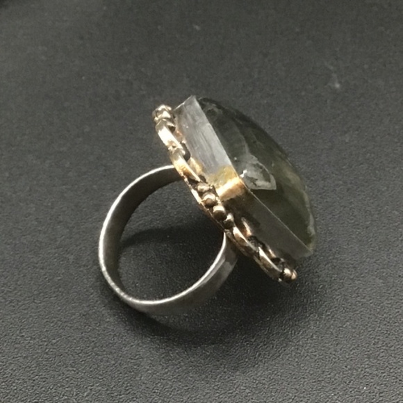 RING STERLING SILVER .925 with RAW LABRADORITE SQUARE CUT STONE - Picture 9 of 10